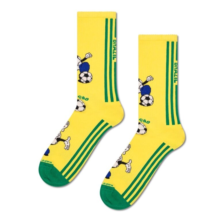 Happy Socks Daily Sock Crew Team Brazil Football Sneaker yellow/green - 1 pair