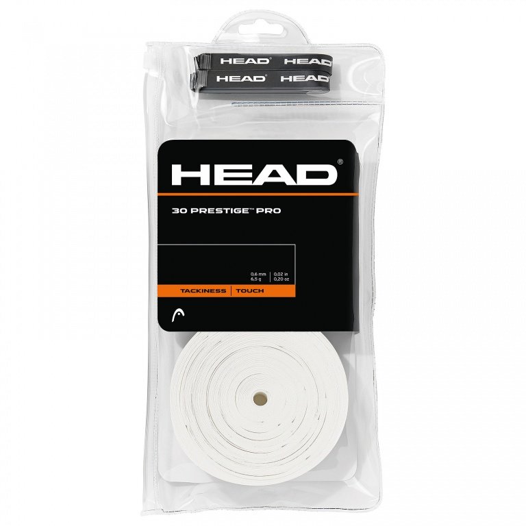 Head Overgrip Prestige Pro 0.6mm white 30-pack clip bag
