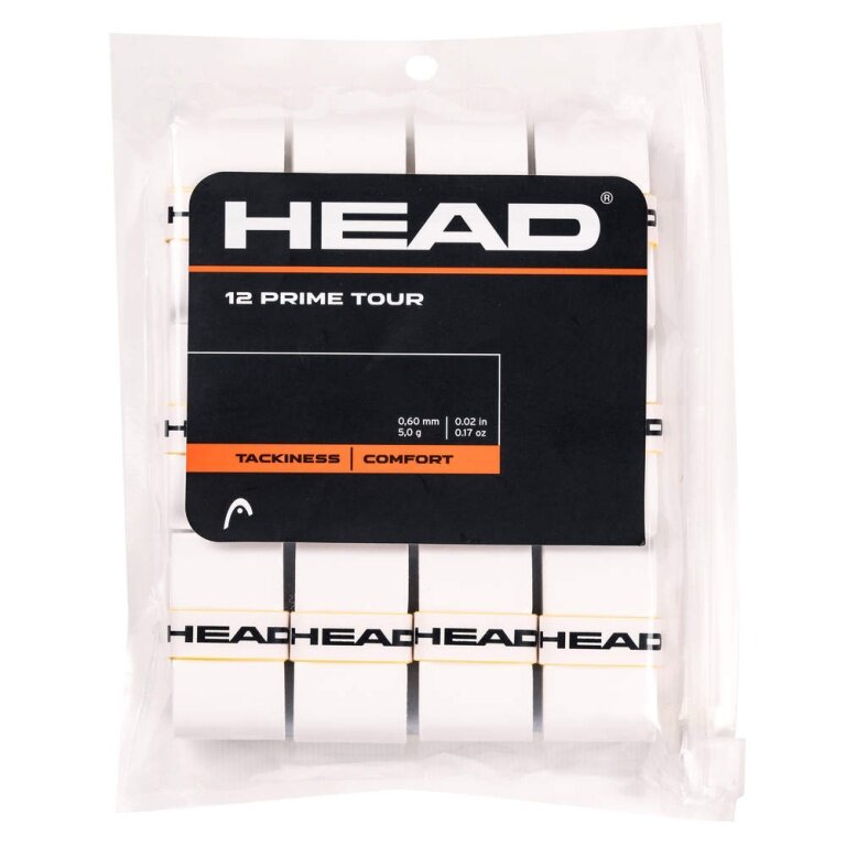 Head Overgrip Prime Tour 0.6 mm (Comfort, Grip) white 12-pack clip bag