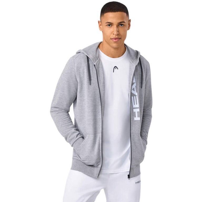 Head Hooded Sweatshirt Club Original Hoodie Full Zip (Mixed Fabric) 2025 Grey Men's