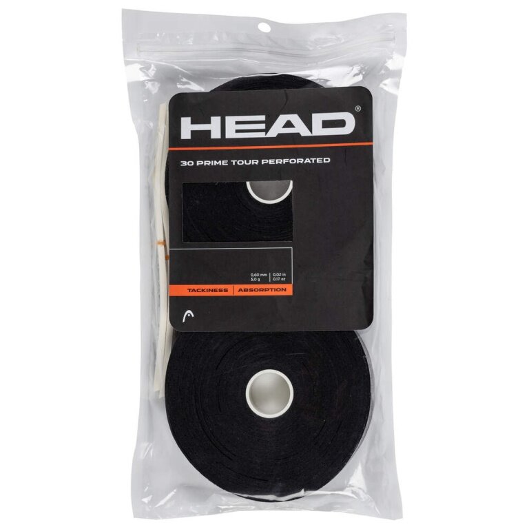 Head Overgrip Prime Tour Perforated 0.6 mm (Comfort, Grip) black 30-pack clip bag