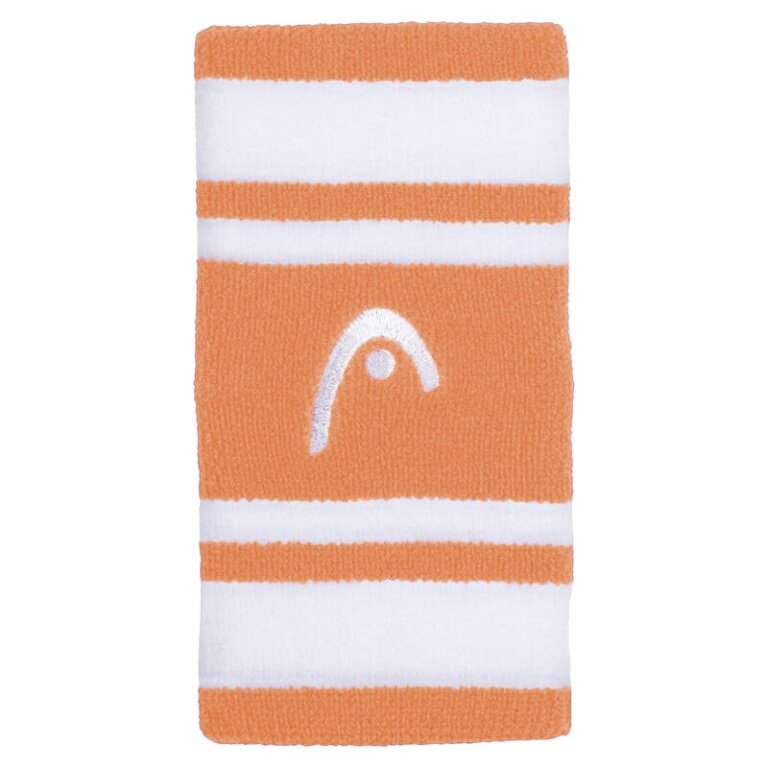 Head Sweatband Wrist Jumbo Logo Striped Apricot/White - 2 Pieces