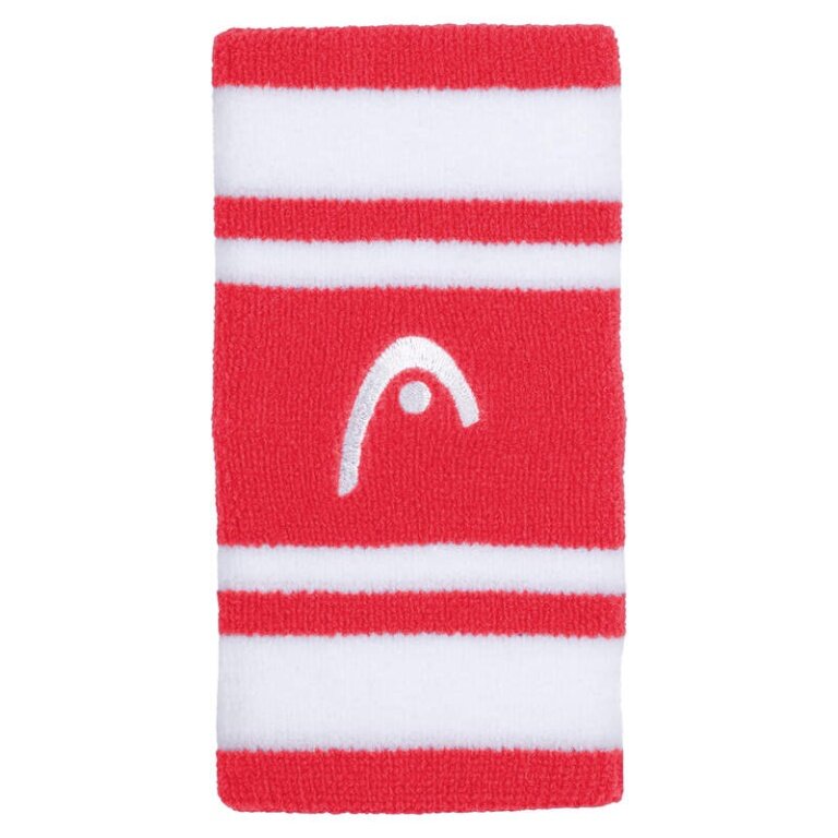 Head Sweatband Wrist Jumbo Logo Striped Red/White - 2 Pieces