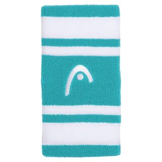 Head Sweatband Wrist Jumbo Logo Striped Turquoise/White - 2 Pieces