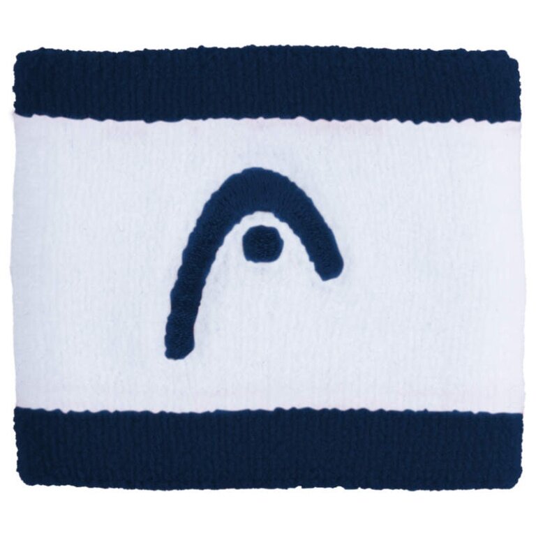 Head Sweatband Wrist Logo Striped Navy Blue/White - 2 Pieces