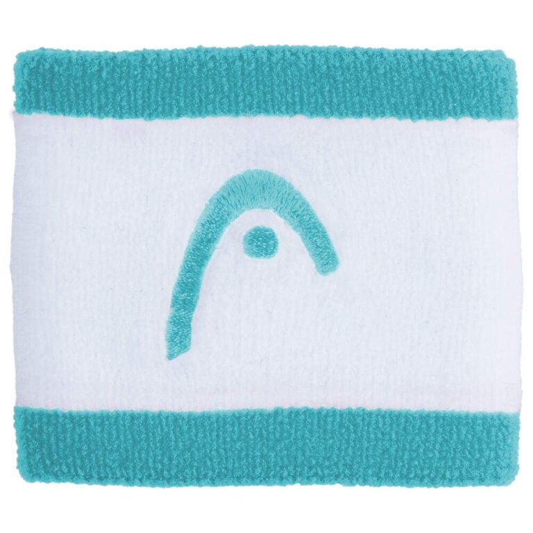 Head Sweatband Wrist Logo Striped Turquoise/White - 2 Pieces