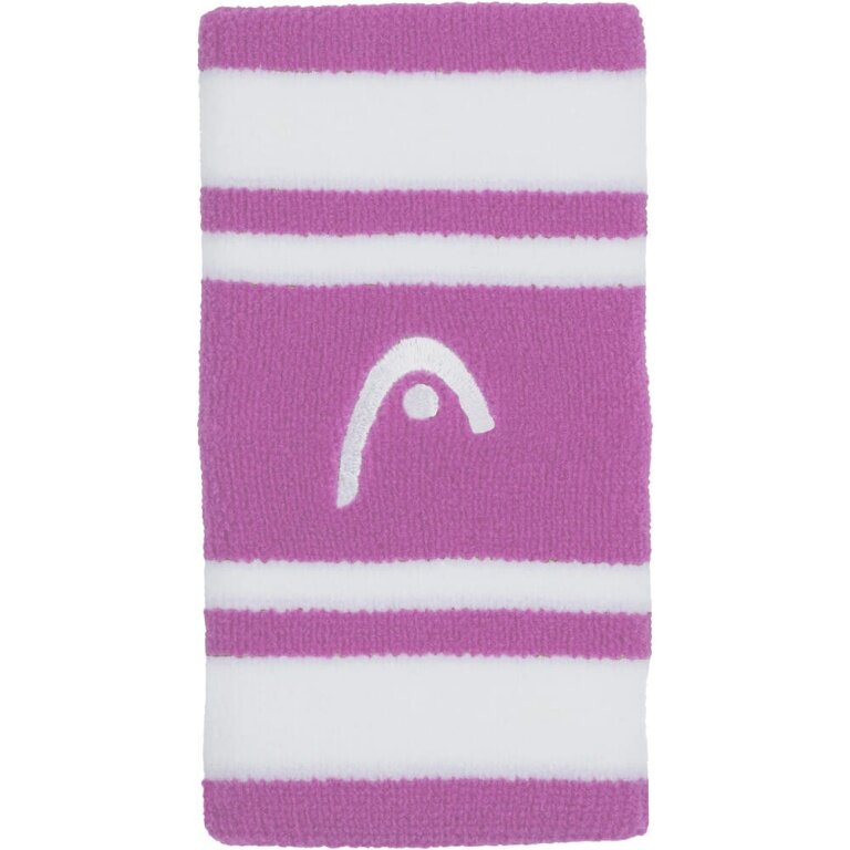Head Sweatband Striped Wristband Jumbo Purple/White - 2 Pieces