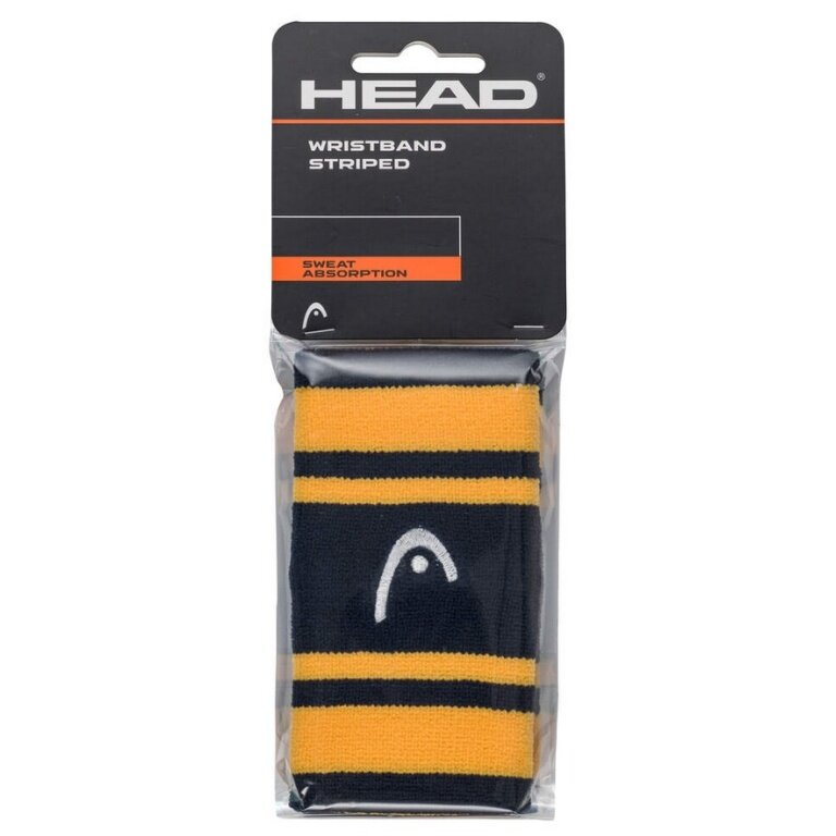 Head Sweatband Striped Wrist Jumbo navy blue/yellow - 2 pieces