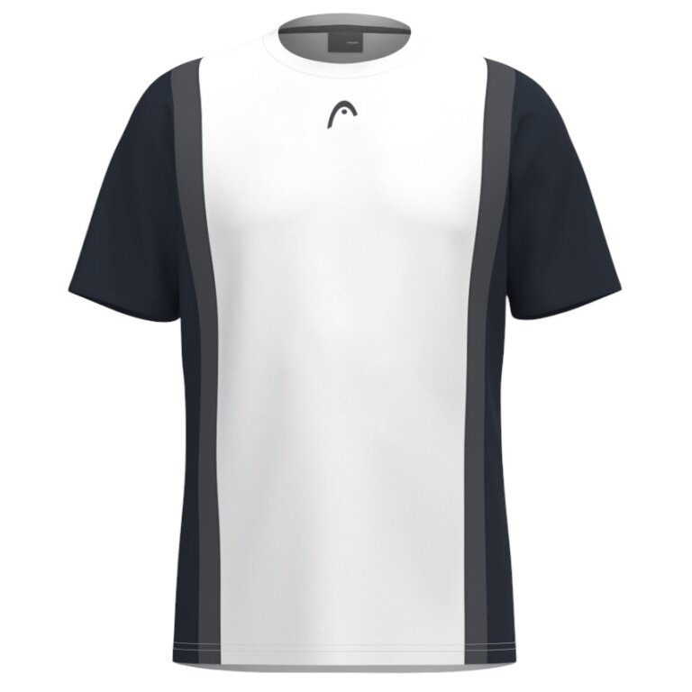 Head Tennis T-shirt Club 25 Tech (100% Polyester, breathable) 2025 white/navy blue boys