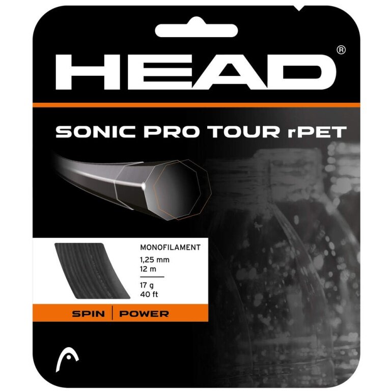 Head Tennis String Sonic Pro Tour rPET (Power+Spin) black 12m set
