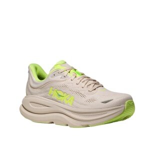 Hoka running shoes Bondi 9 (cushioning) beige/grey/neon men's