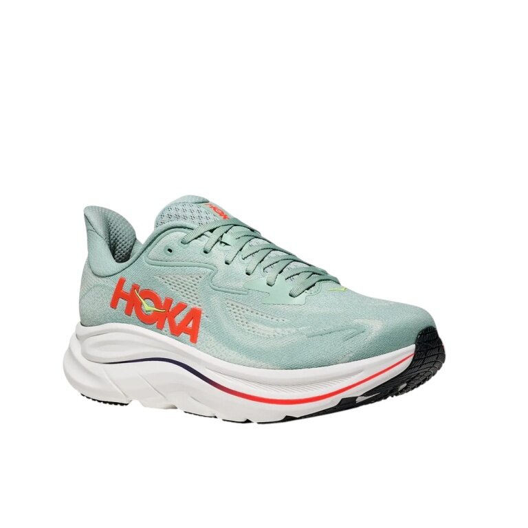 Hoka running shoes Clifton 10 (cushioning) mint green/flame men's