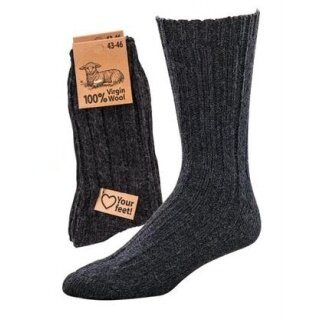 HomeOfSocks Wool Socks 100% Virgin Wool grey - 1 Pair