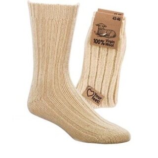 HomeOfSocks Wool Socks 100% Virgin Wool white - 1 Pair