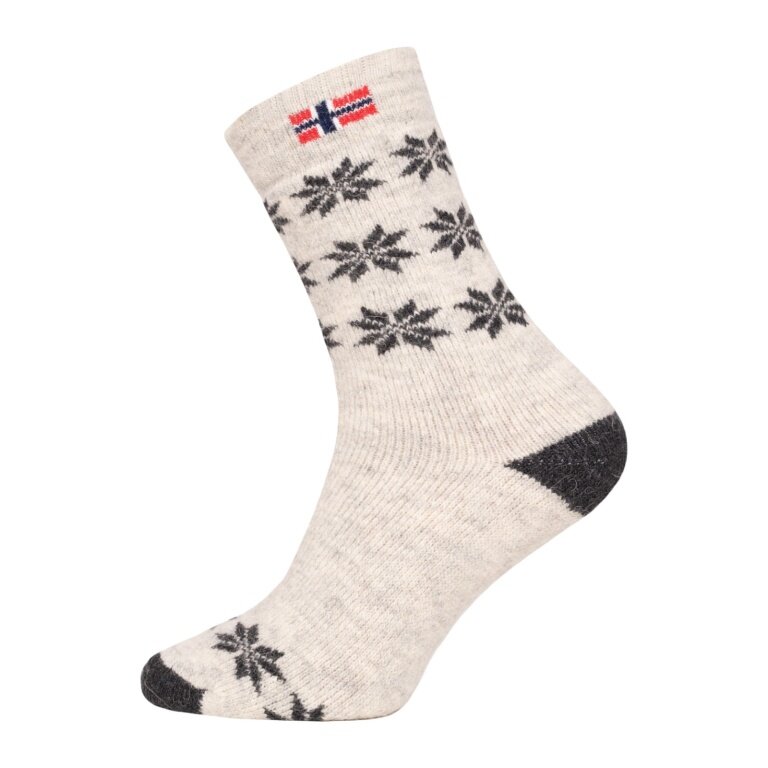 HomeOfSocks Wool Sock Scandinavian Thick Flag Norway ecru/anthracite grey - 1 Pair