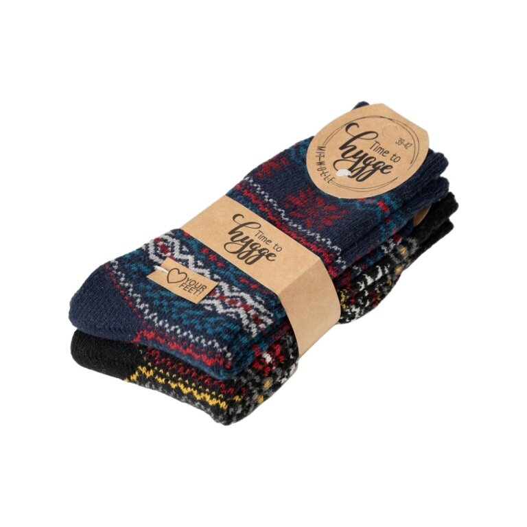 HomeOfSocks wool socks hygge Norwegian design navy blue/black - 2 pairs