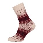 HomeOfSocks Wool Socks Hygge Colourful Jacquard beige/red - 1 Pair