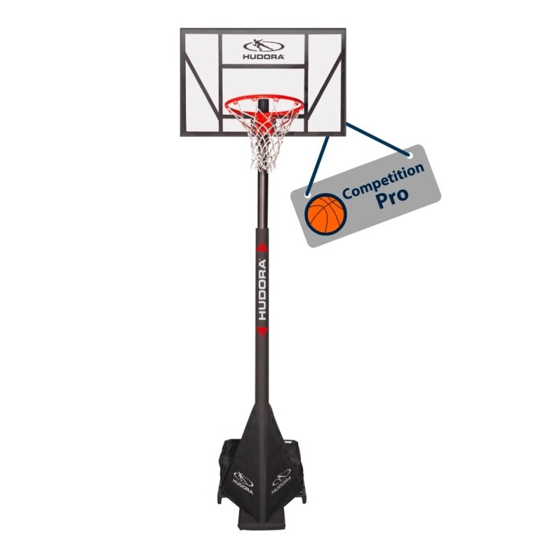 Hudora Basketball Stand Competition Pro (height adjustable/stable/safe/durable) - 230cm-305cm