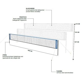 Hudora net for tennis/badminton/badminton/volleyball adjustable height - width 6 metres