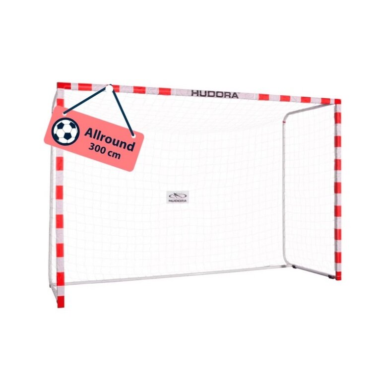 Hudora Football Goal Allround (ideal goal for recreational sports, easy assembly) red - 300x200x110cm