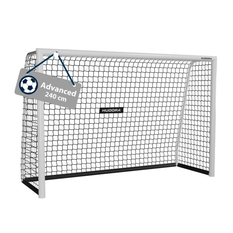 Hudora Football Goal Advanced 240 (high-quality, durable, easy assembly) white - 240x160x85cm