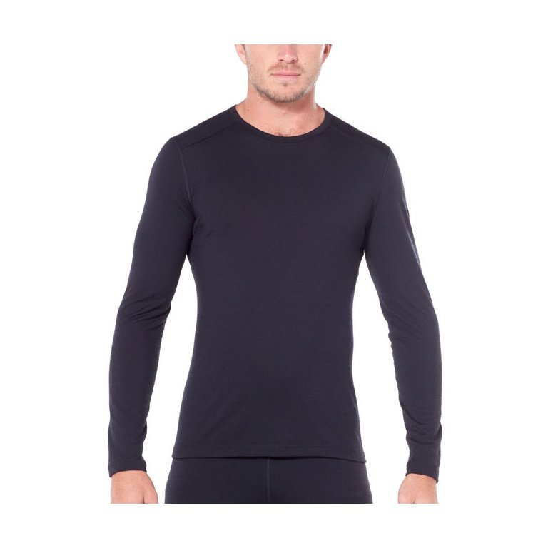 Icebreaker Underwear Long Sleeve 200 Oasis LS Crewe - Merino Wool, Slim Fit - Black Men