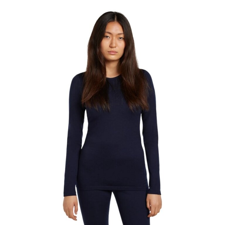 Icebreaker Underwear Long Sleeve Shirt 200 Oasis LS Crewe - Merino Wool, fitted - midnight blue Ladies