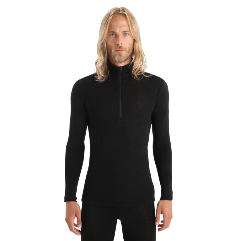 Icebreaker Underwear Thermo Long Sleeve Shirt 175 Everyday Half-Zip - Merino Wool - Black Men