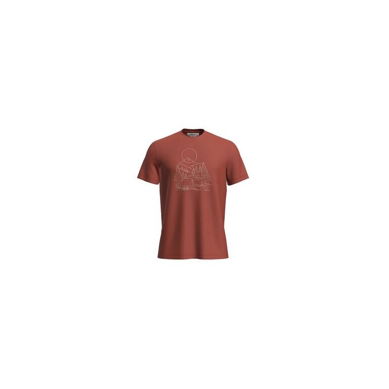 Icebreaker Hiking/Leisure T-shirt Merino 150 Tech Lite III Sunset Camp (100% Merino wool) red Men