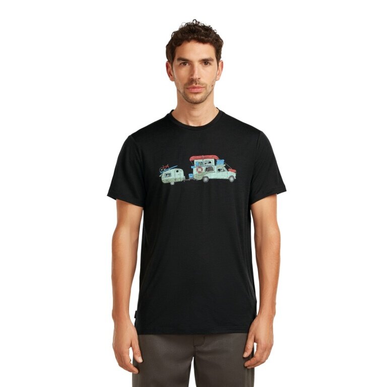 Icebreaker Wander/Leisure T-shirt Merino 150 Tech Lite Transport (100% Merino wool) black men's