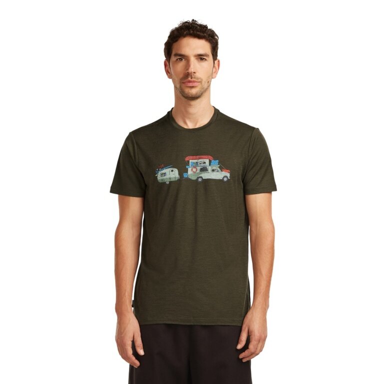 Icebreaker Wander-/Leisure T-shirt Merino 150 Tech Lite Transport (100% Merino wool) dark green men's