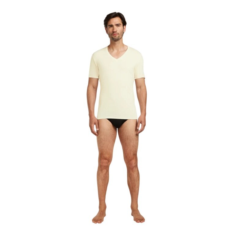 Icebreaker Underwear T-shirt Anatomica SS with V-neck (Merino wool) yellow-white men's