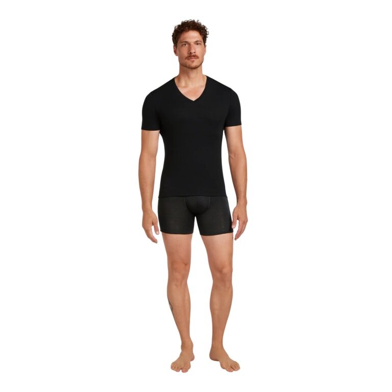Icebreaker Underwear T-shirt Anatomica SS with V-neck (Merino wool) black men's