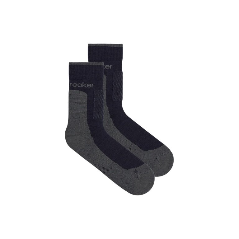 Icebreaker Wander Sock Crew Hike+ Medium (Merino wool, durable, lightweight) navy blue/grey men's