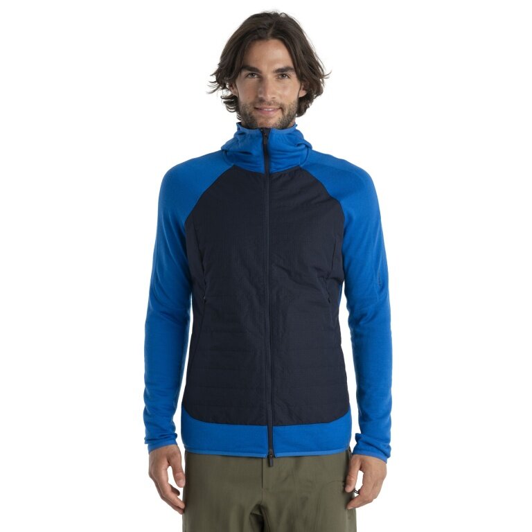 Icebreaker Hybrid Hooded Jacket Merinomix Quantum Hybrid Zip-Hoodie - Blue Men