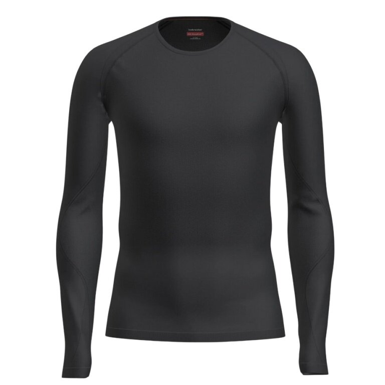 Icebreaker Underwear Long Sleeve Shirt 260 Zoneknit Seamless Crewe (Wool Blend, Fitted) Black Men