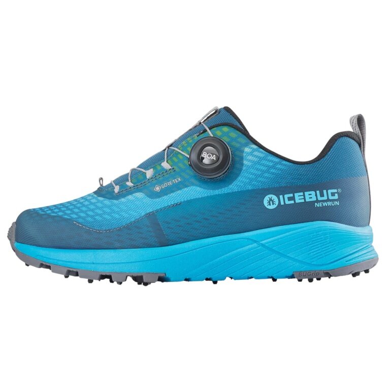 Icebug Winter Trail Running Shoes NewRun BUGrip GTX (BOA® Fit System, waterproof, with spikes) aquablue/mistblue ladies