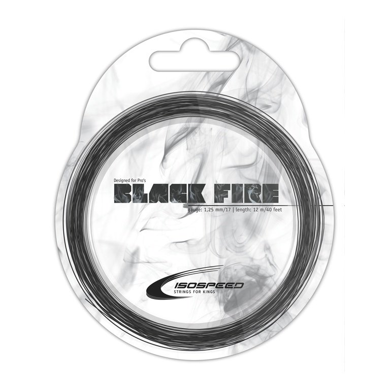 Stringing with tennis string IsoSpeed Black Fire (Durability+Control) black