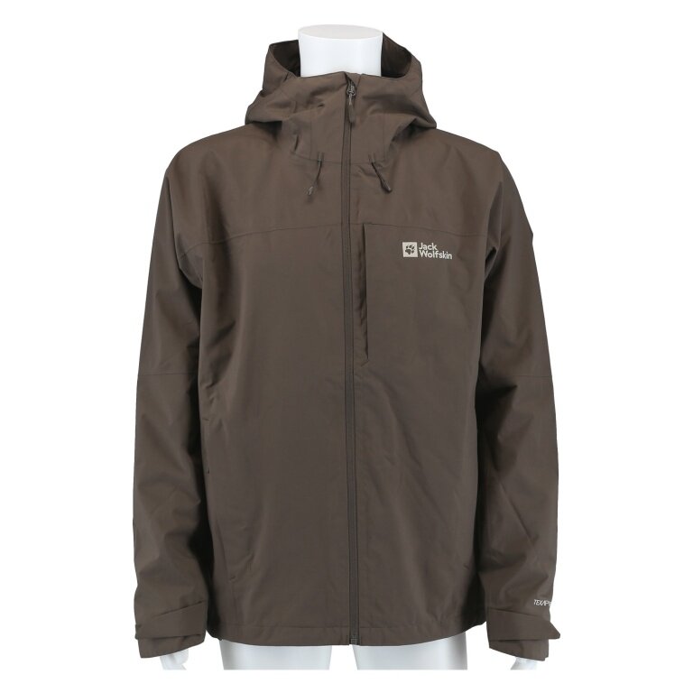 Jack Wolfskin Tempest Rain Jacket 2-Layer (Weather Protection Jacket, Waterproof) Coffee Brown Men's