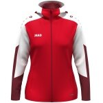JAKO Hooded Jacket Dynamic (Polyester Fleece, Side Pockets with Zipper) red/white/dark red Ladies