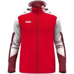 JAKO Hooded Jacket Dynamic (Polyester Interlock Fleece, Side Pockets with Zipper) red/white/dark red Children