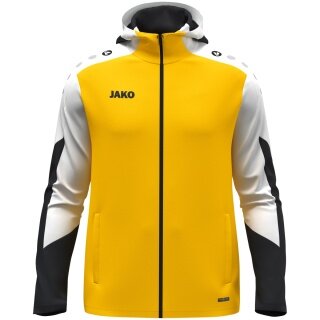 JAKO Hooded Jacket Dynamic (Polyester Interlock Fleece, Side Pockets with Zipper) yellow/white/black Men's