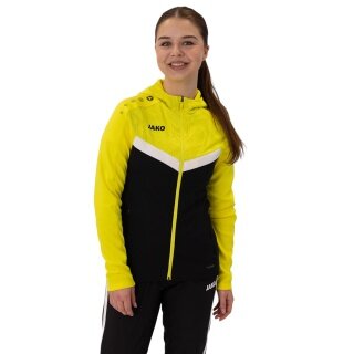 JAKO Iconic Hooded Jacket (Polyester Fleece, Side Pockets with Zipper) black/yellow Ladies