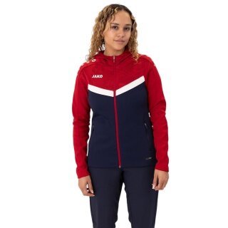JAKO Iconic Hooded Jacket (Polyester Fleece, Side Pockets with Zipper) navy/red Ladies