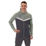 JAKO Hooded Jacket Iconic (Polyester Fleece, Side Pockets with Zip) Anthracite Grey/Mint Green Men
