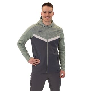 JAKO Hooded Jacket Iconic (Polyester Fleece, Side Pockets with Zip) Anthracite Grey/Mint Green Men