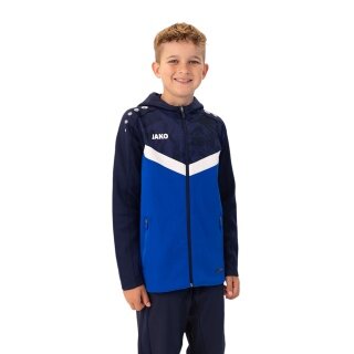 JAKO Iconic Hooded Jacket (Polyester Fleece, Side Pockets with Zip) Royal Blue/Navy Blue Kids