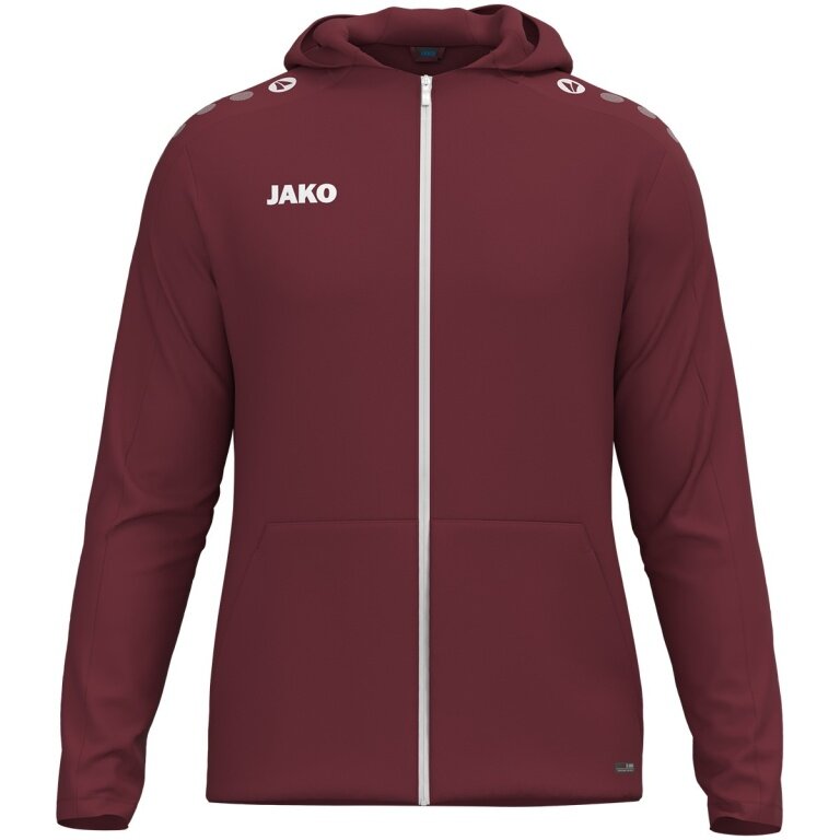 JAKO Hooded Jacket One (Inner side made of micro-fleece, 100% recycled polyester) burgundy men