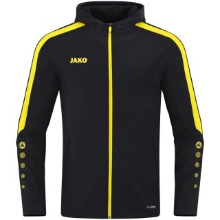JAKO Hooded Jacket Power (Polyester Fleece, Side Pockets with Zipper) Black/Yellow Men