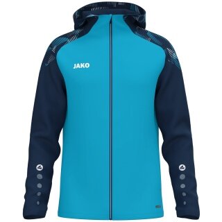 JAKO Hooded Jacket Sonic (durable, soft feel) aqua blue/navy blue children